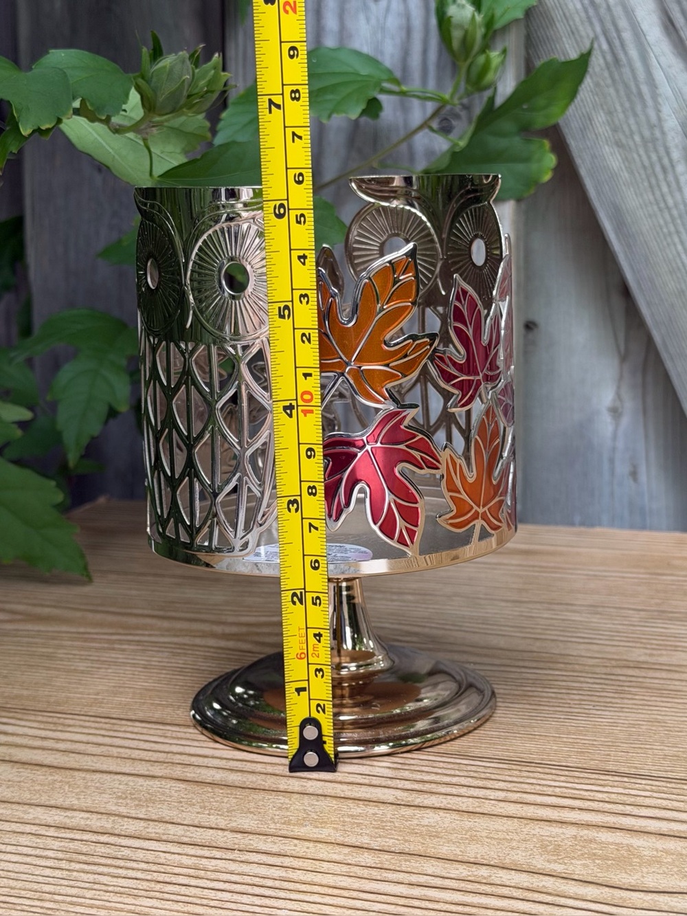 Bath & Body Works Owl Fall Autumn Leaf 3-Wick Candle Sleeve Pedestal - Picture 8 of 9
